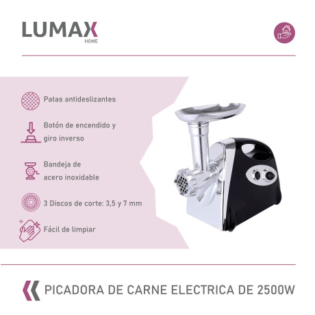 Picadora De Carne Eléctrica Lumax 800w Inoxidable Picadora De Carne Eléctrica Lumax 800w Inoxidable