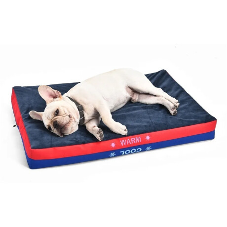 Cama P/Mascotas Frío/Calor Chica Reversible C/Cierre Lavable Azul-celeste