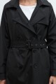 Trench impermeable con capucha desmontable negro