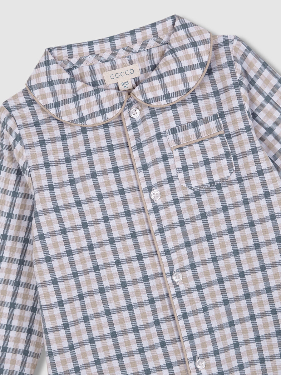 Pijama De Cuadro Vichy Gris Azulado