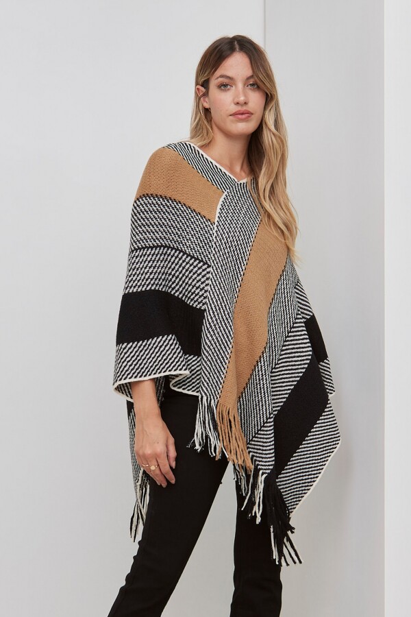 Poncho Lineas NEGRO/MULTI