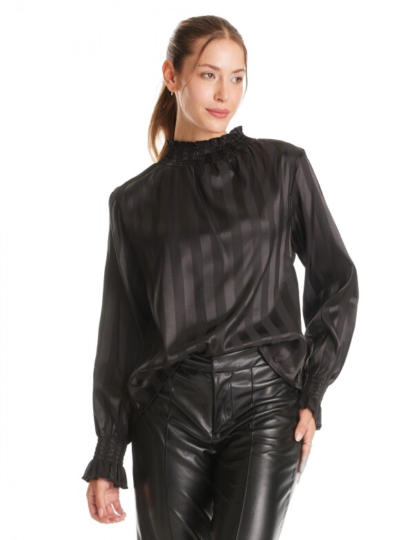 Blusa Satén Laminada NEGRO