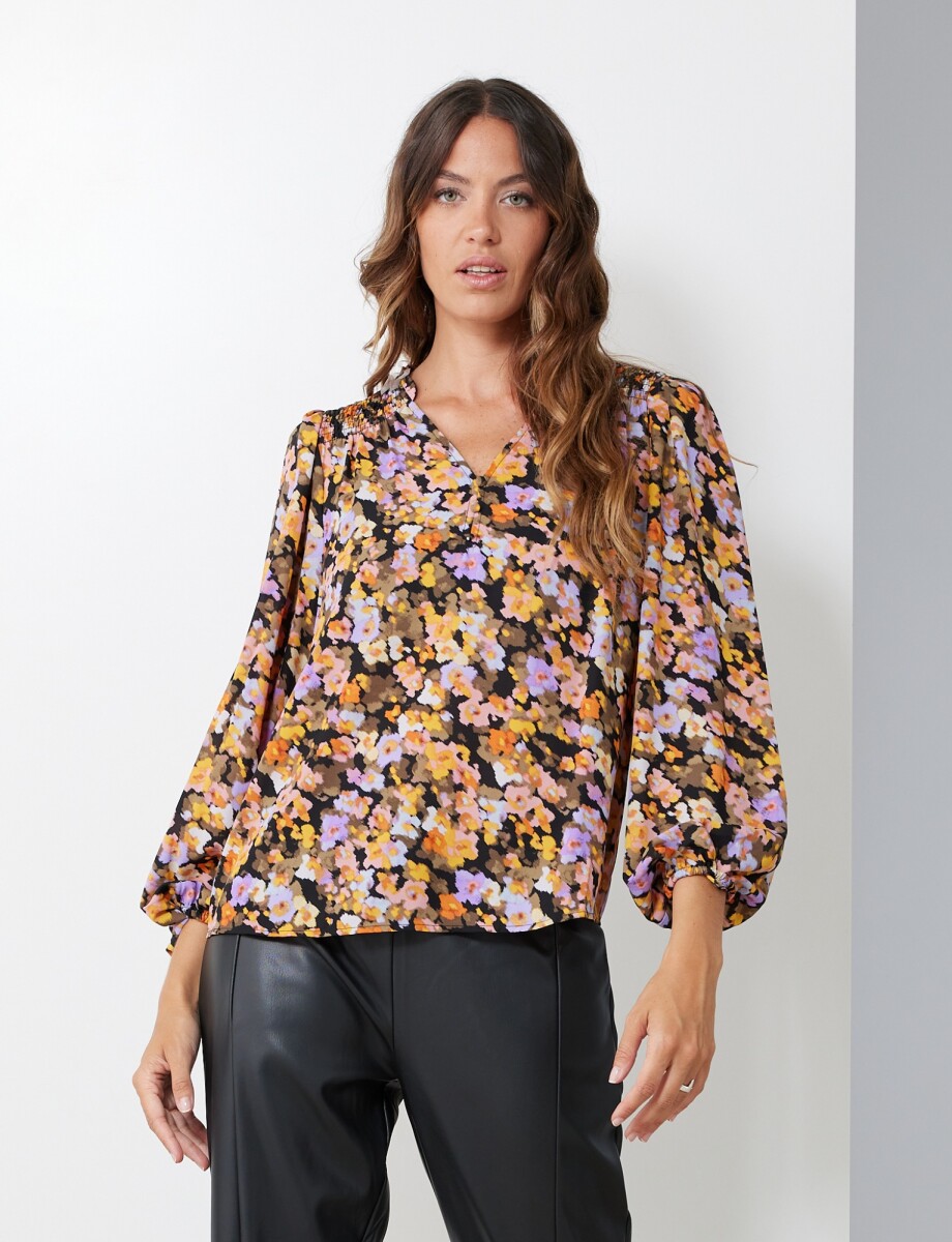 Blusa Gasa Print - Negro/multi 