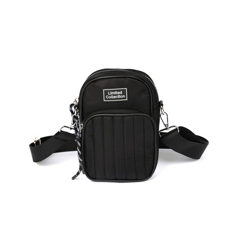 Bolso Compacto Capitoneado con Doble Bolsillo Canva Ideal Celular Negro