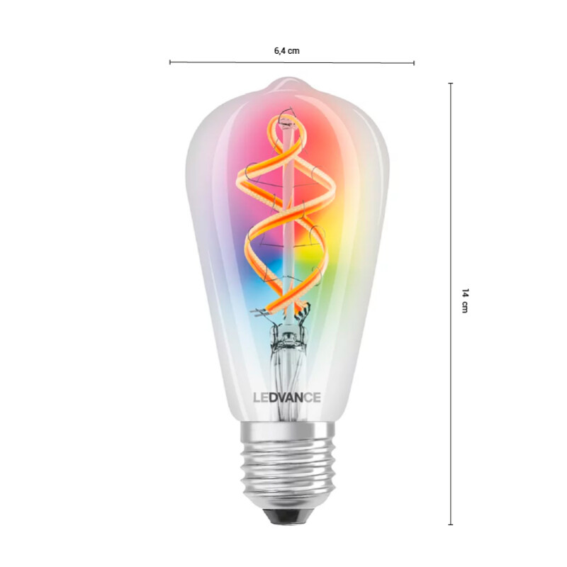 LAMPARA LEDVANCE OSRAM WIFI RGB 6W EDISON PERA Lámpara Led Smart LEDVANCE OSRAM ST64 6W RGBW