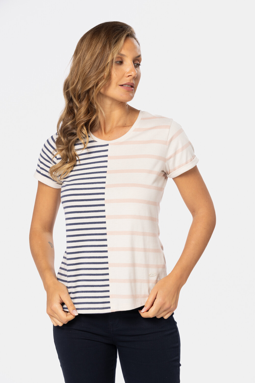 REMERA RAYADA Beige