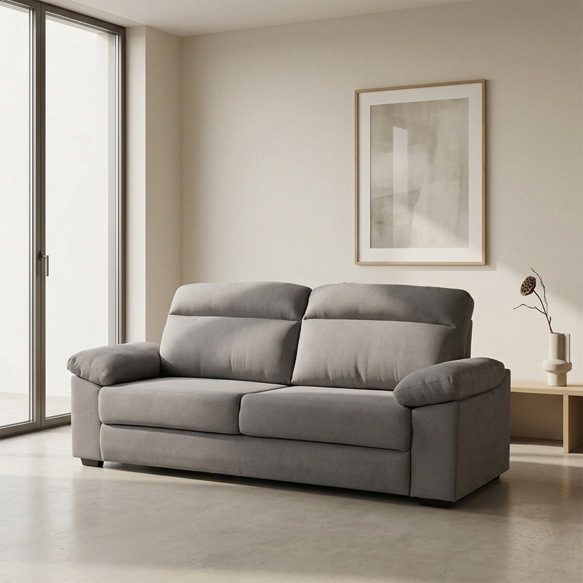 Sofá Owen - Tela Microfibra - 3 cuerpos - 12091 (Gris) 