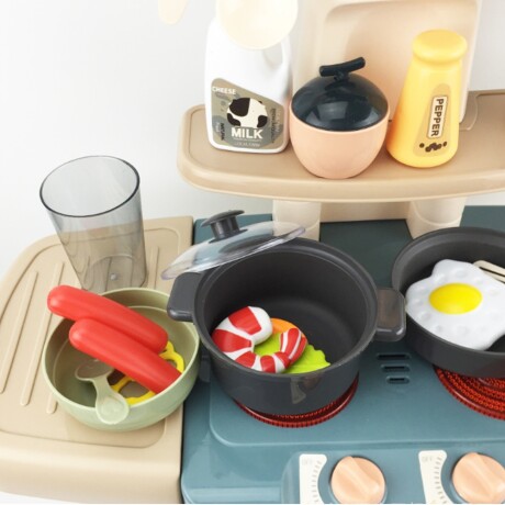 Juego de Cocina Infantil con Sonido, Luz, Agua y 29 Accesorios Azul