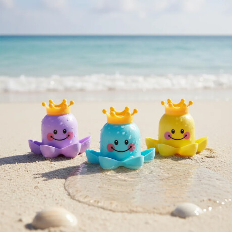 Set de 3 Pulpos Apilables Juego p/ Baño o Playa Bebés Niños Verde