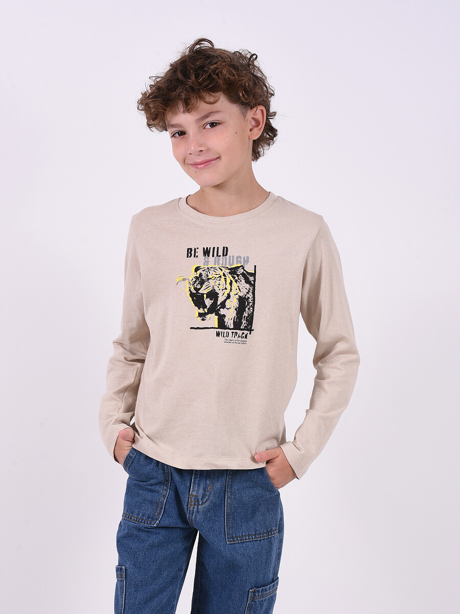 REMERA WILD TRACK - BEIGE CLARO 