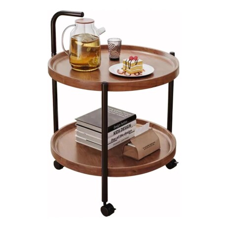 Mesa Auxiliar Redonda Nhome con ruedas 40x55cm Marron