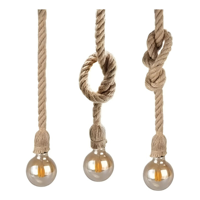 Lampara Colgante De Techo Cuerda Rustica Industrial Beige
