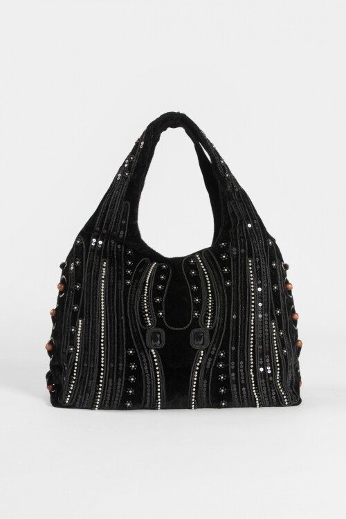 Cartera de fiesta mostacillas negro