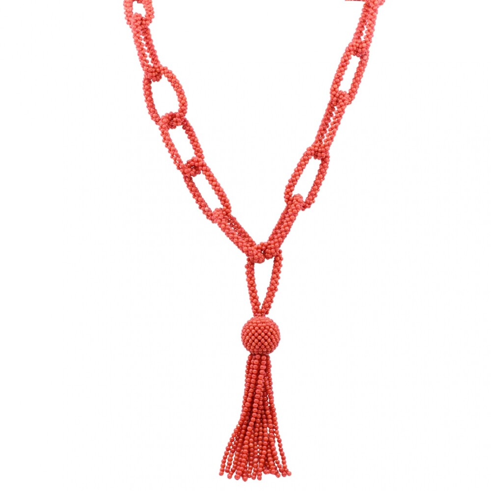 Collar largo de coral antiguo. Collar largo de coral antiguo.
