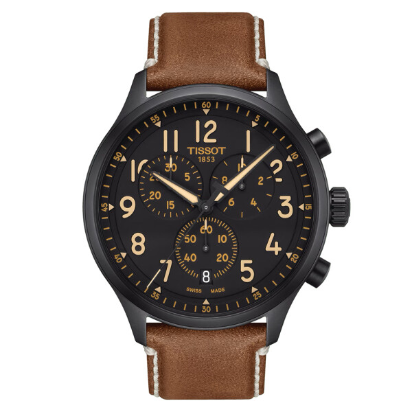 Reloj Tissot CHRONO XL caja y esfera negra con correa marrón Reloj Tissot CHRONO XL caja y esfera negra con correa marrón