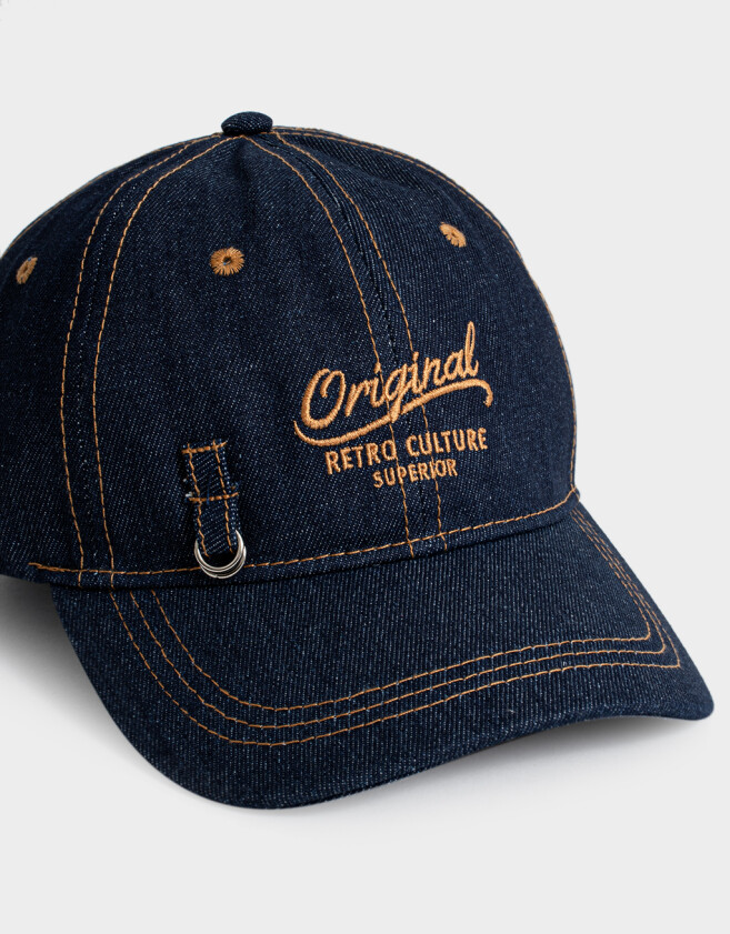 Caps Gorra Denim Bordada - Azul Gastado