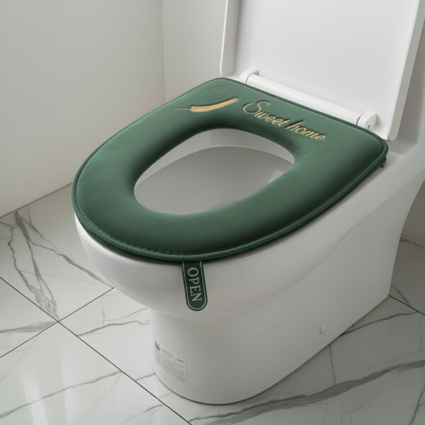 Funda con Cierre Tela Acolchonada para Tapa de Water Inodoro Color Verde