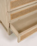 Cómoda Rexit 4 cajones madera maciza y chapa mindi con ratán 90 x 93 cm Cómoda Rexit 4 cajones madera maciza y chapa mindi con ratán 90 x 93 cm