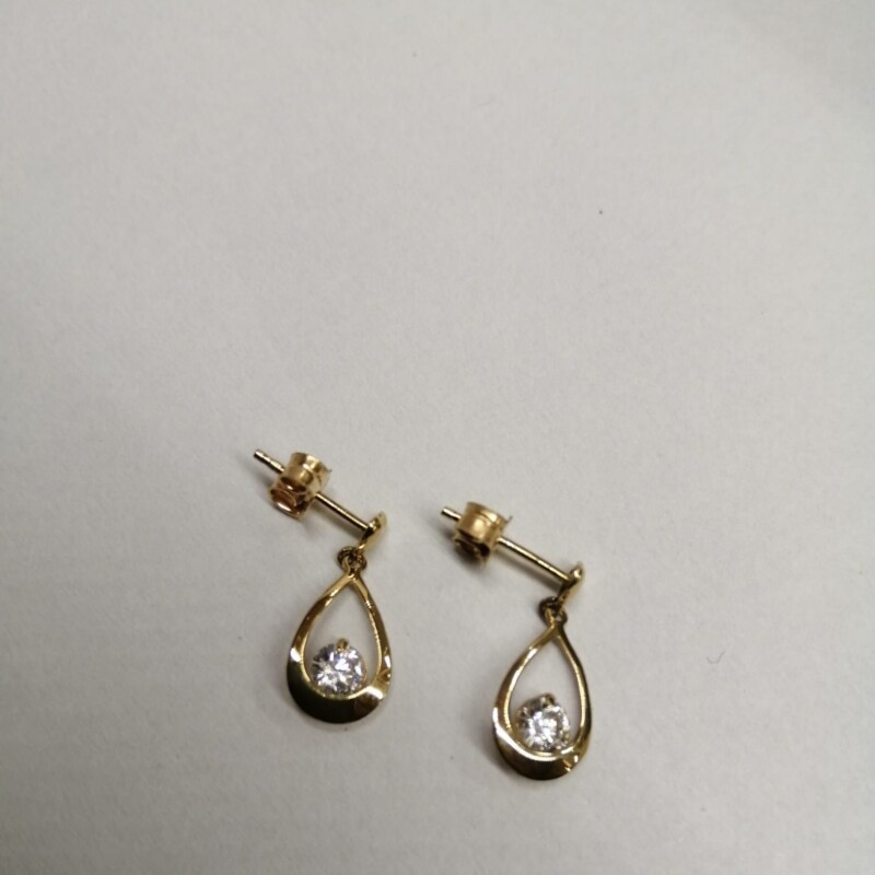 Caravanas pendientes gota con Zirconia en Oro 18kt Caravanas pendientes gota con Zirconia en Oro 18kt