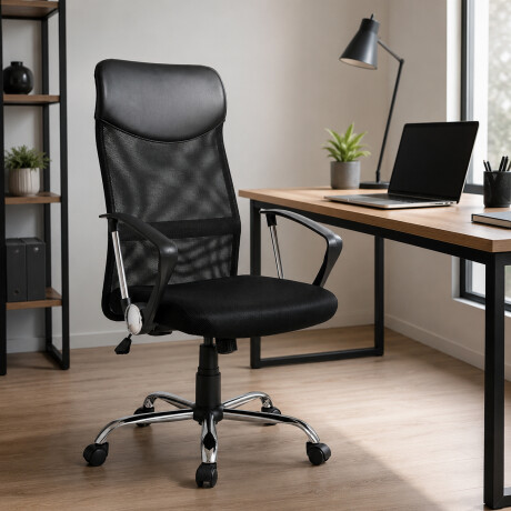 Silla Ejecutiva Escritorio Apoya Brazo Ruedas Alta Gama Negro