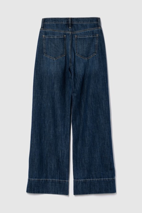 Jean Wide Leg Tiro Alto Mujer Dark Wash