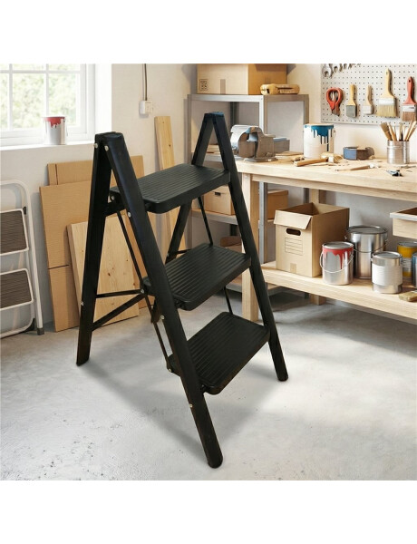 ESCALERA DE 3 NIVELES METAL 39x59x76CM NEGRO ESCALERA DE 3 NIVELES METAL 39x59x76CM NEGRO