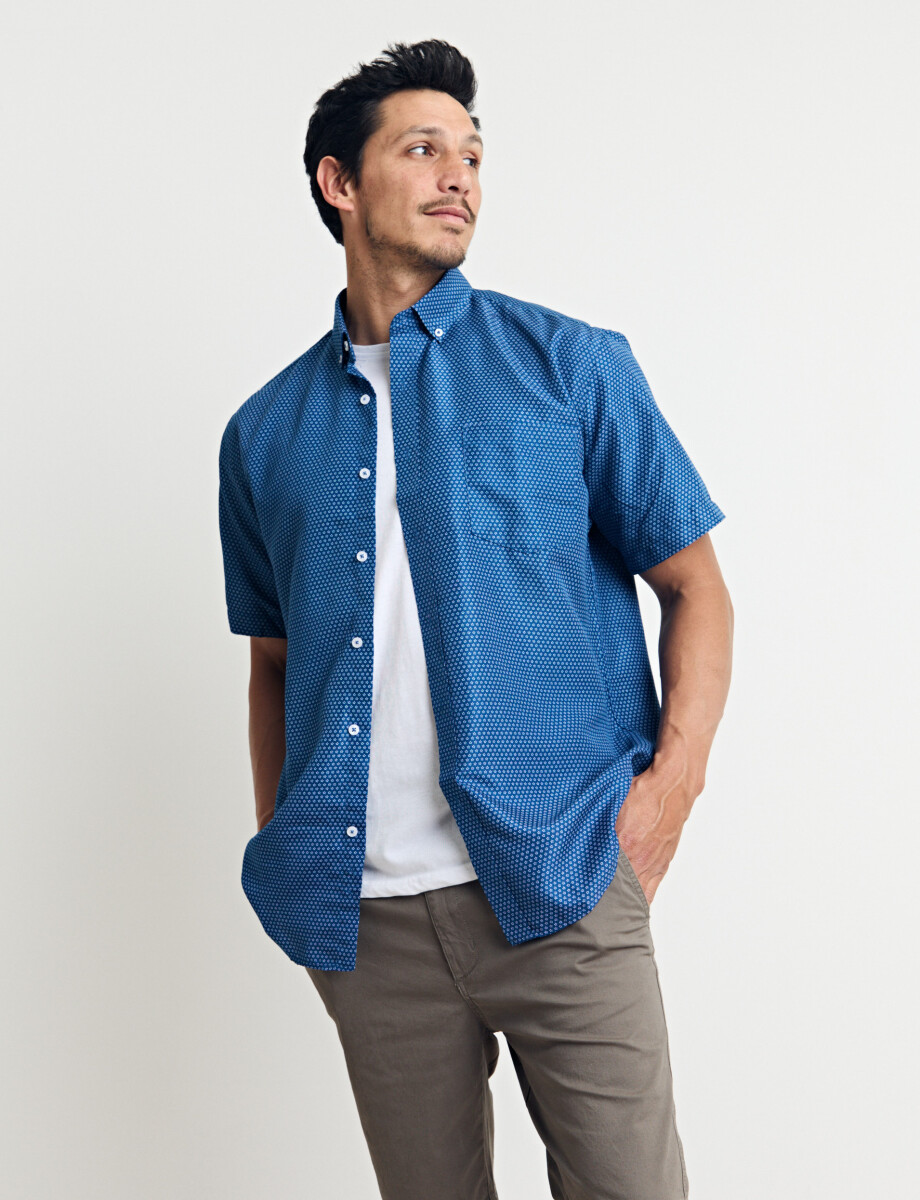 012658 CAMISA HARRINGTON LABEL Azul/blanco