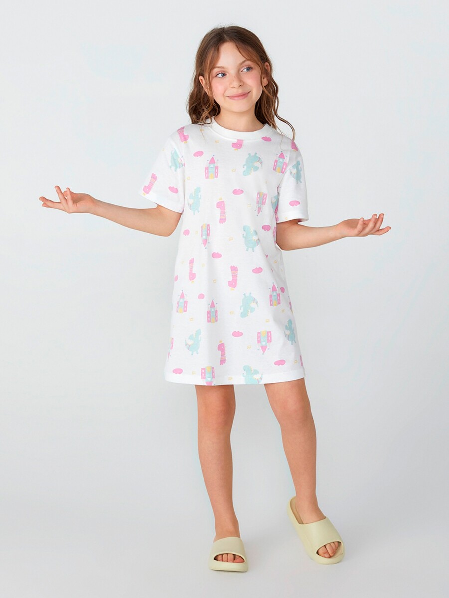 CAMISÓN INFANTIL ESTAMPADO - BLANCO 