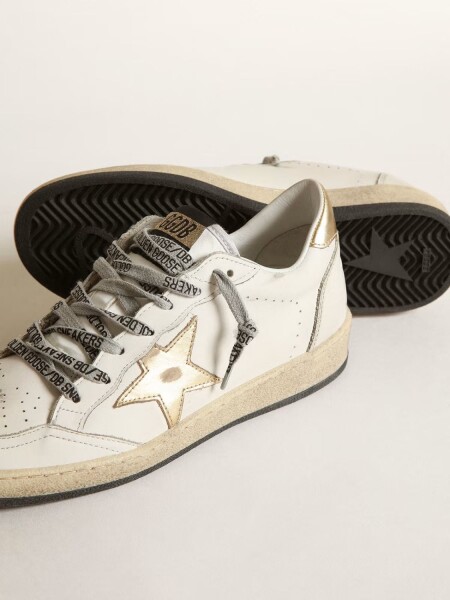 Golden Goose-Championes de cuero acordonados, Ball star Blanco