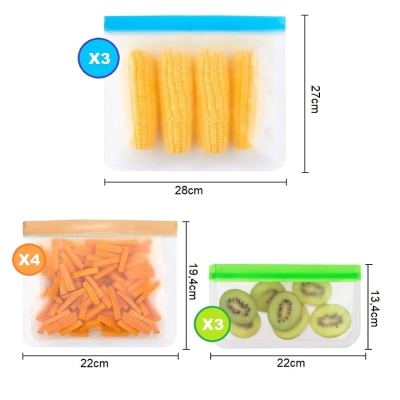 Set 10 bolsas reutilizables para congelador Set 10 bolsas reutilizables para congelador