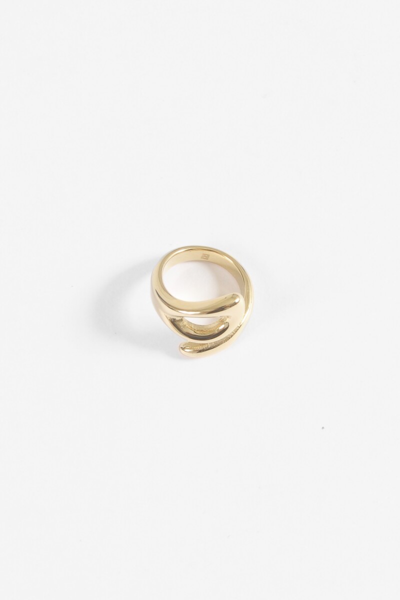 Anillo acero curvo dorado