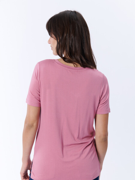 Remera Manga Corta Escote Rosa
