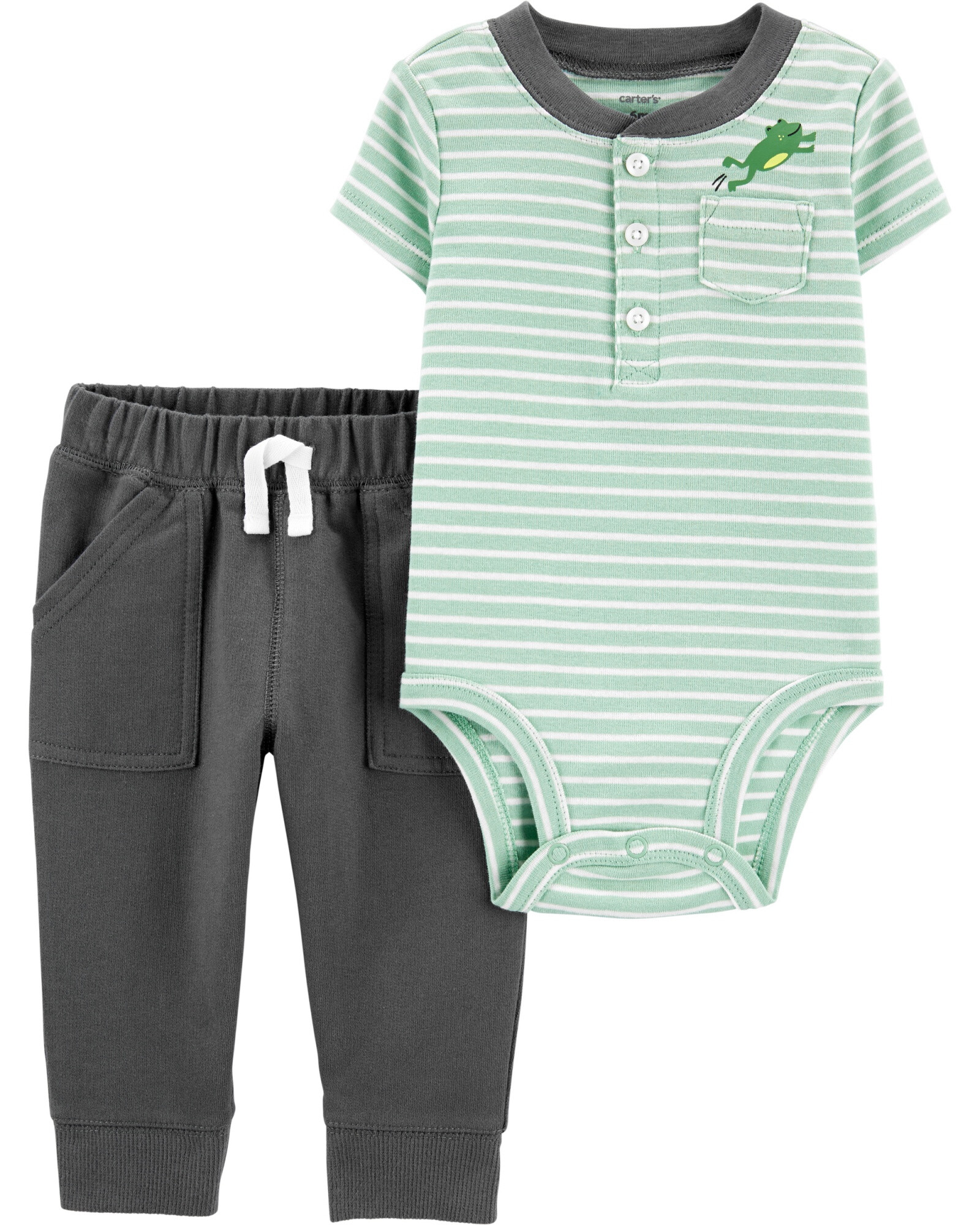 Set dos piezas body tipo polo y pantalón con bolsillos 0