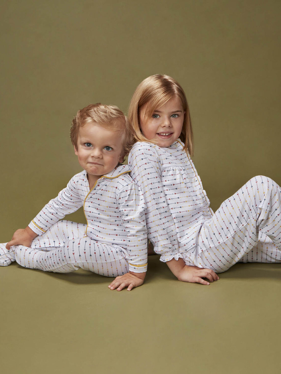 Pijama De Punto Estampado Blanco Optico