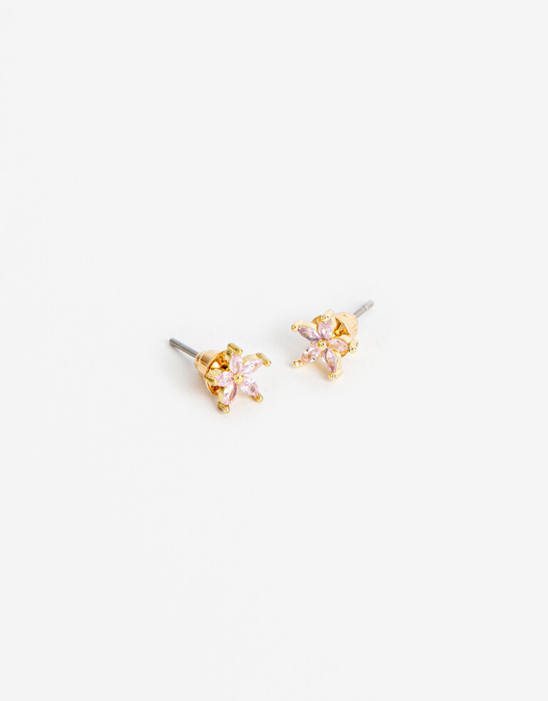 Aros Pasantes Cubic zirconia Aros Pasantes Flor Cubic - Dorado
