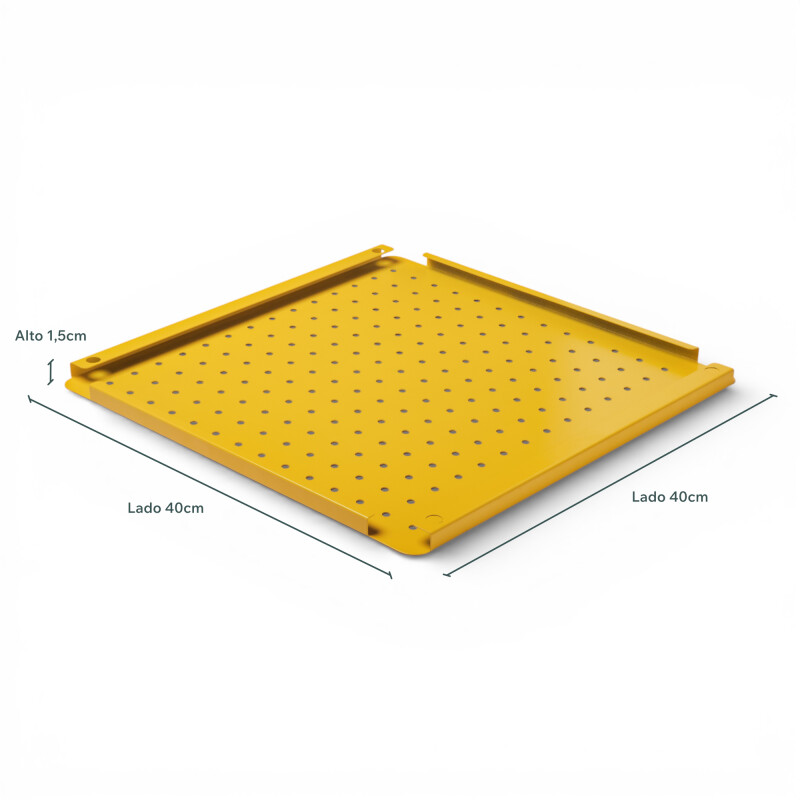 Panel perforado pegboard metálico organizador de pared 40x40 cm – Multiuso para el hogar Amarillo