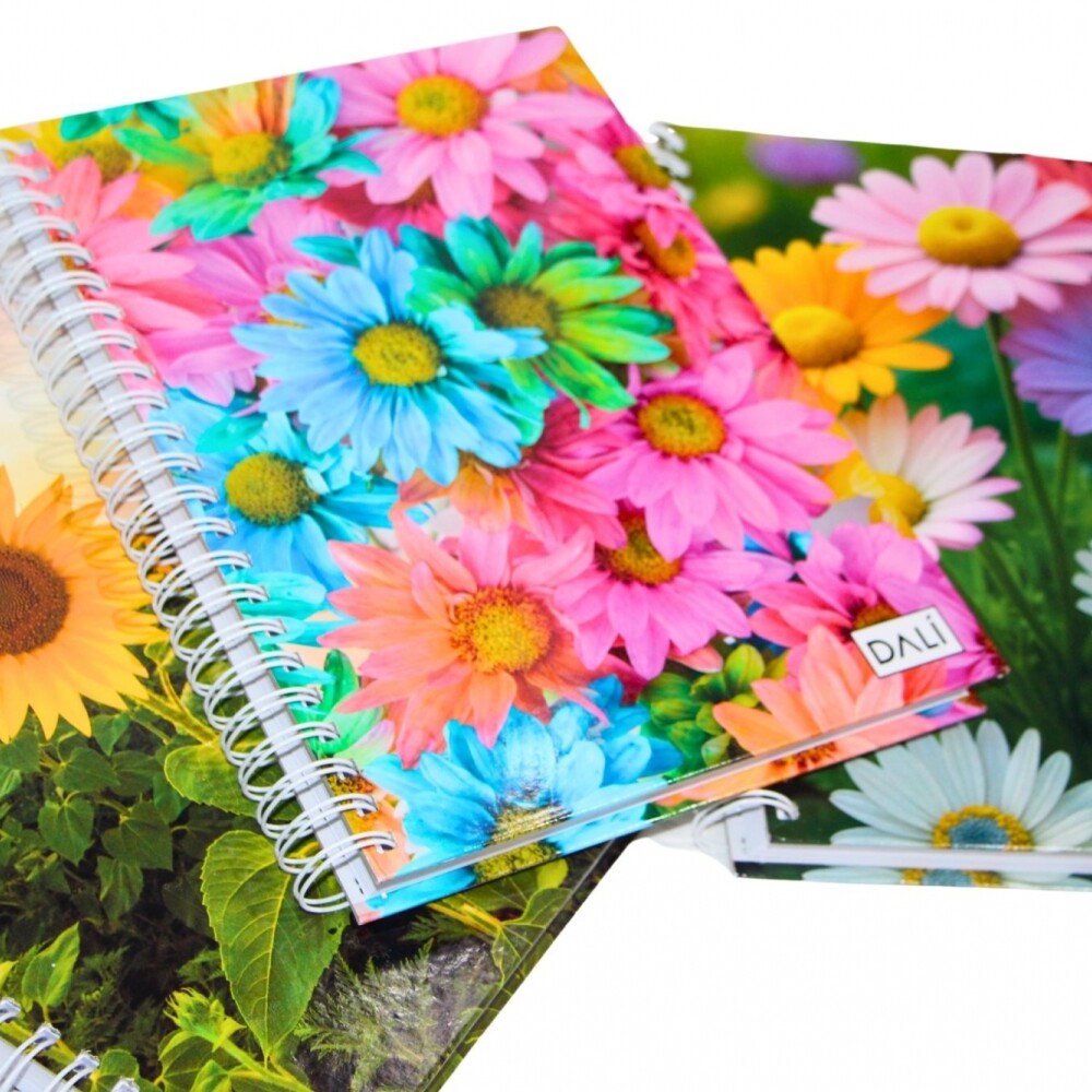 CUADERNOLA DALI 200 HOJAS SUPER TAPA DURA TAPA MARGARITAS COLORIDAD