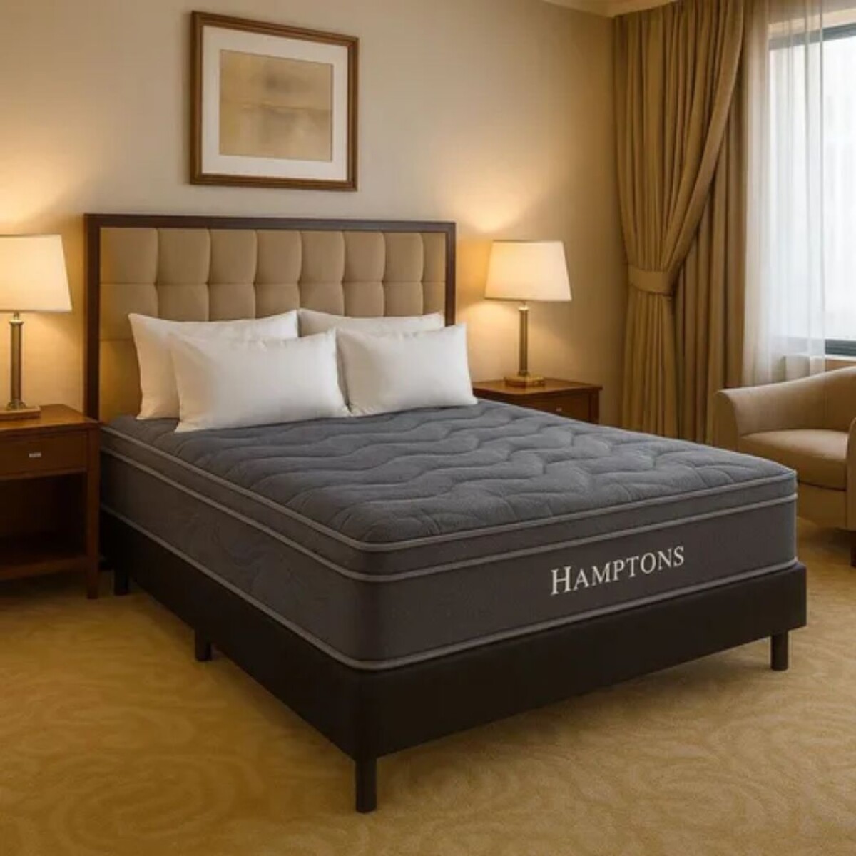 Sommier Queen Colchon Hamptons Hybrid Silver - Negro 