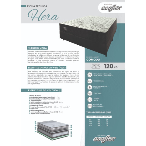 ECOFLEX- COLCHON 2 PLAZAS RESORTE RELAX ACCESS 158X198X28 ECOFLEX- COLCHON 2 PLAZAS RESORTE RELAX ACCESS 158X198X28