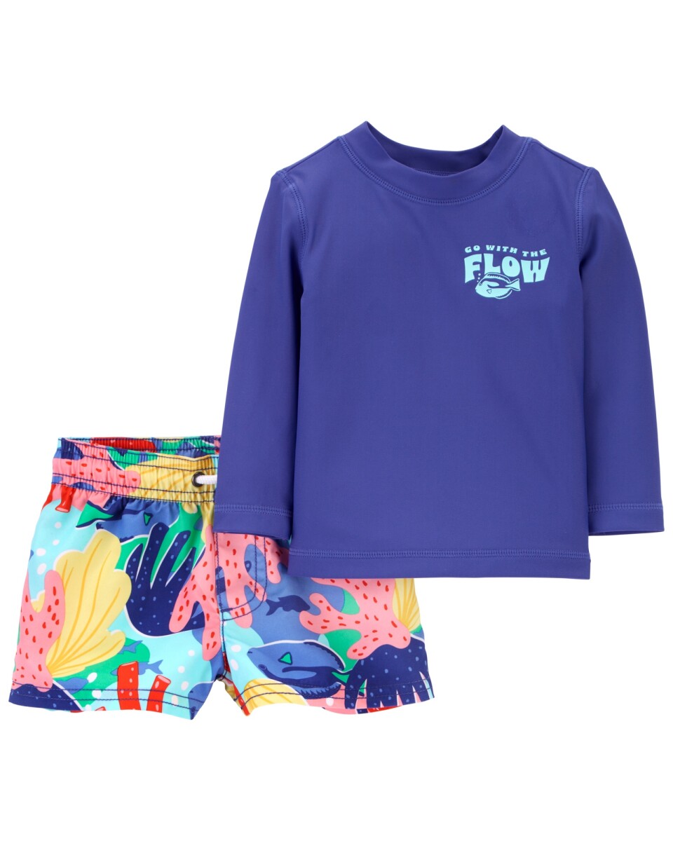 Traje de baño dos piezas con protección UPF 50+ estampado 
