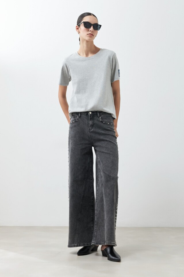 Remera manga corta gris melange