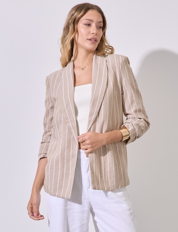 Blazer Lino Lineas BEIGE/MULTI