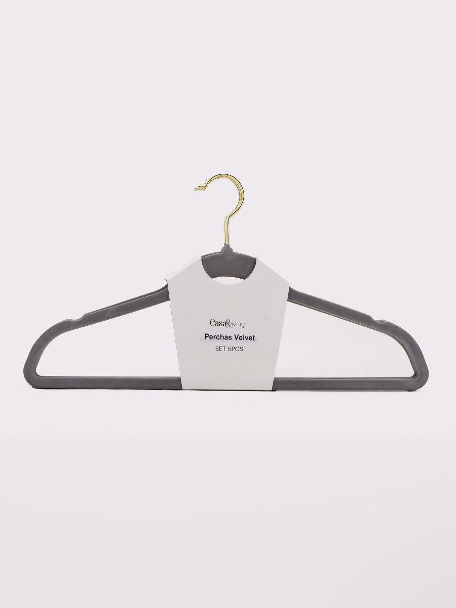 PERCHA VELVET GRIS SET X 5 PCS - GRIS 