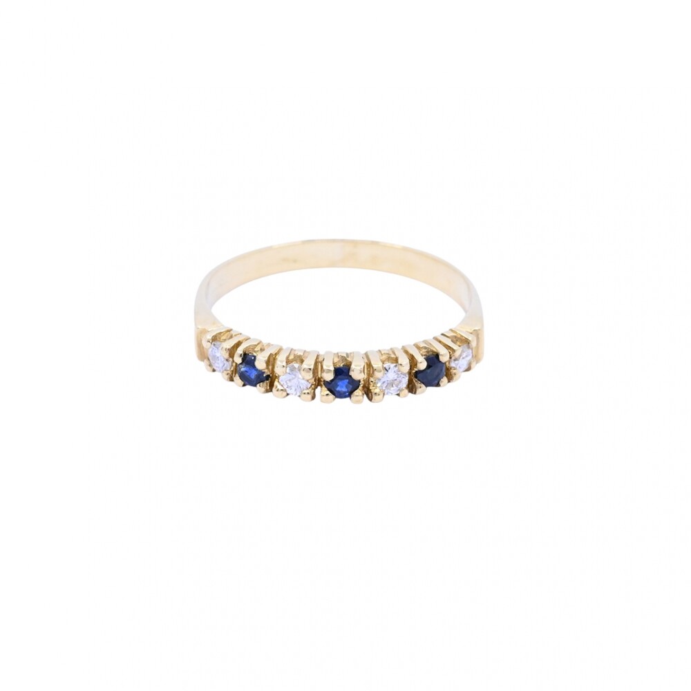 Anillo oro 18k con brillantes y zafiros. Anillo oro 18k con brillantes y zafiros.