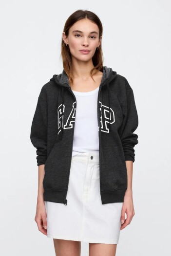 Canguro Con Cierre Logo Gap Mujer Charcoal Heather