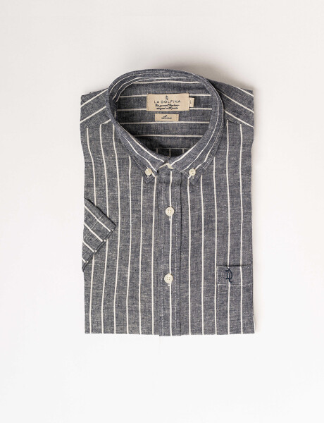 Camisa m/c lino azul