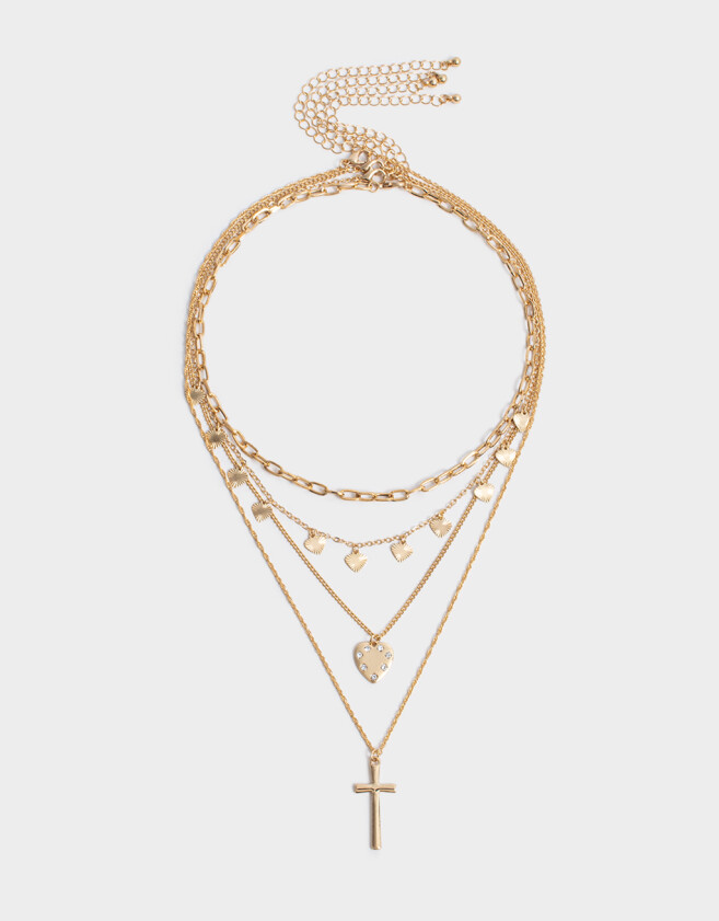Collares Cortos Religioso Collares Cortos 4 Mix Cadenas - Dorado