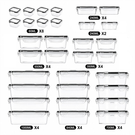 Set De Recipientes Herméticos 34 Piezas Cocina Apilables Transparente