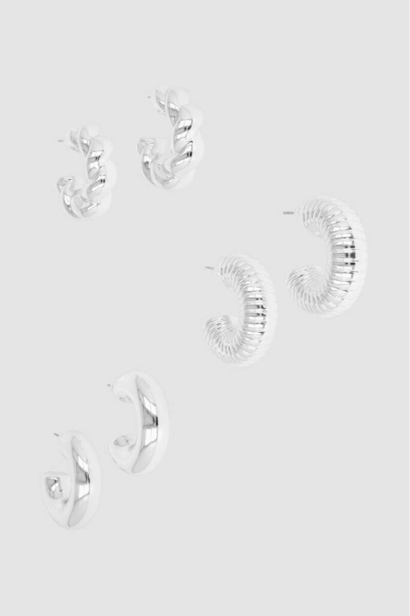 Set de aros con textura silver - Plata 