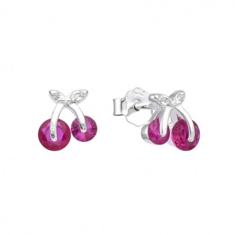 Par de caravanas de plata 925 con circonias, CHERRy Par de caravanas de plata 925 con circonias, CHERRy